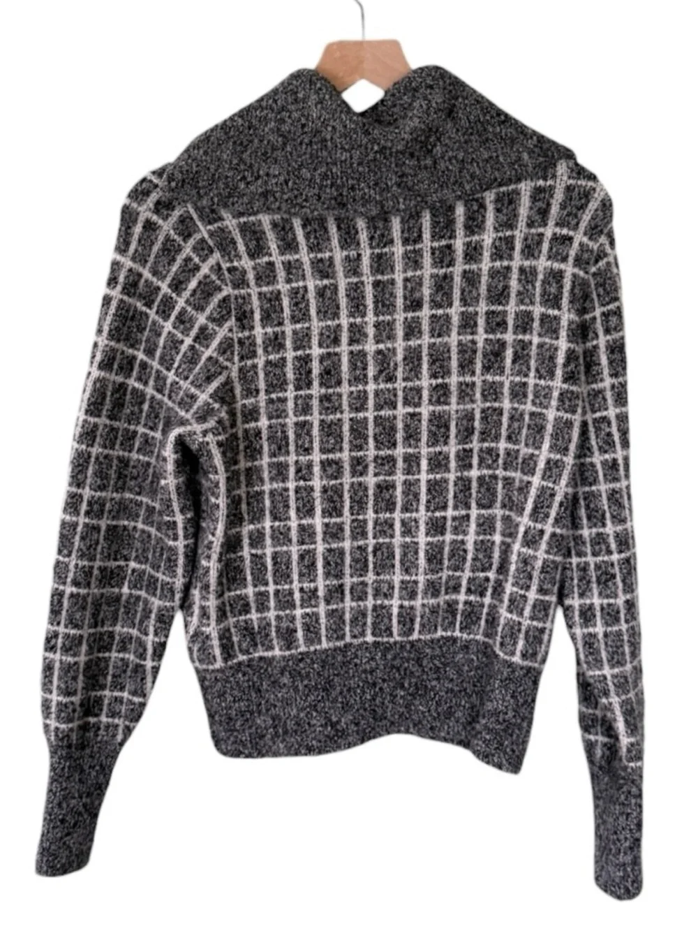 Varley Furley Half‎ Zip Knit Sweater Plaid Grey White Women’s Size XS